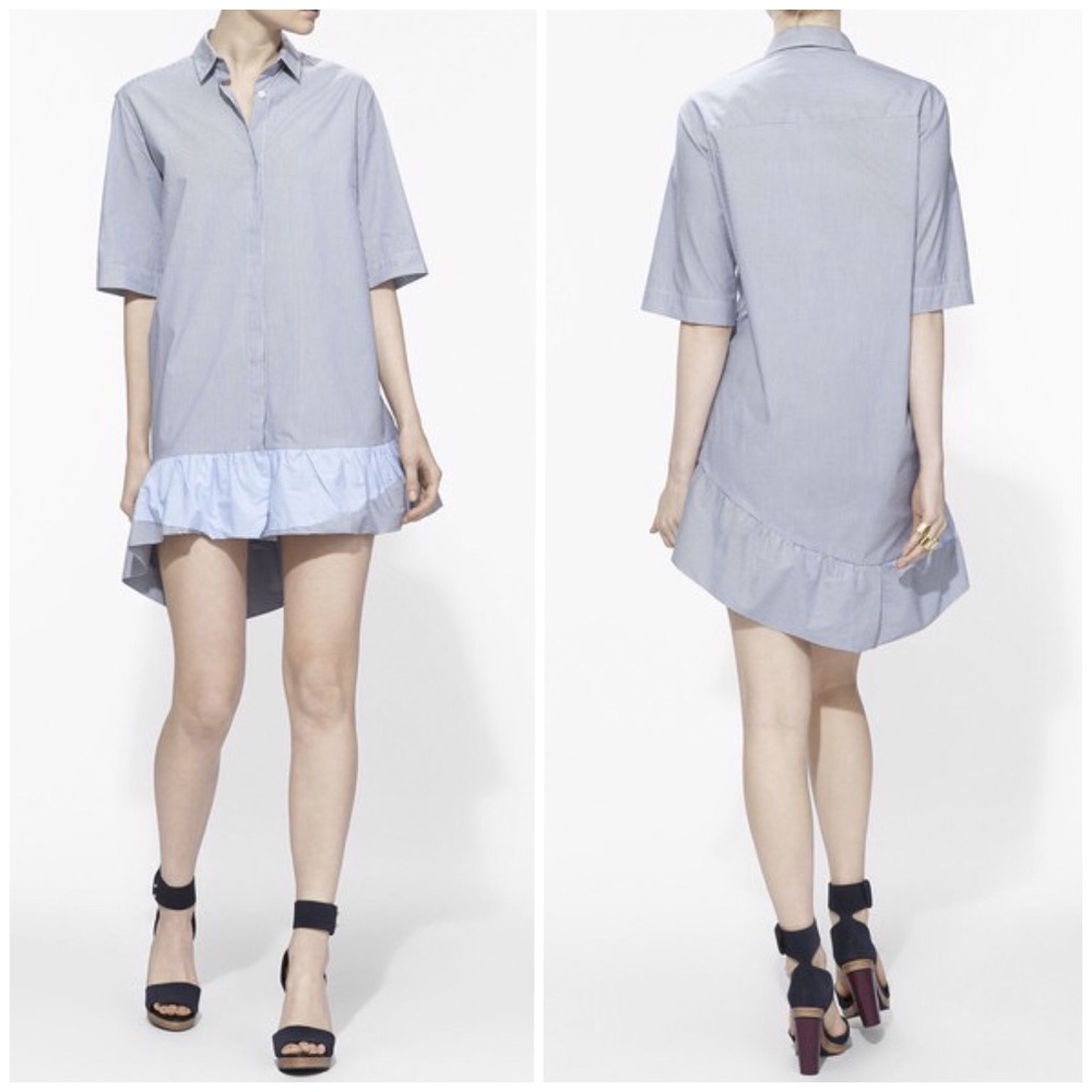 NEW Thakoon Addition Striped Ruffle Shirt Dress